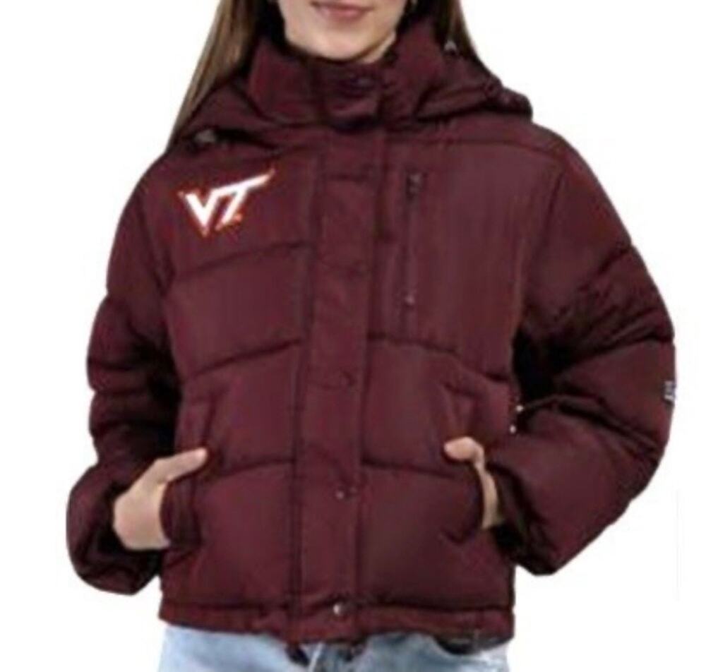 New Virginia Tech Hokies Puffer Jacket Sz large Hood Insulated Hype and Vice